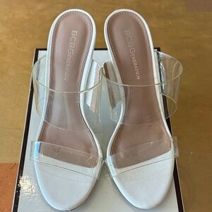 BCBGeneration Women's Clear Strap White Heels from Macy’s wear one time to party